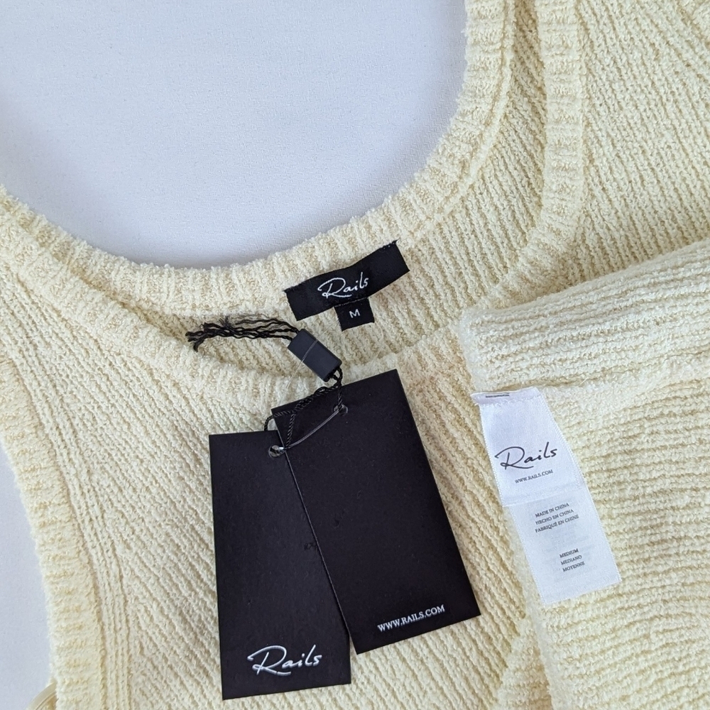 Rails Albie Tank Scoop Neck Linen Cotton Blend Textured Rib Knit Ivory M NWT - Picture 12 of 14
